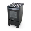 FOGAO MUELLER DECORATO VETRO PISO 4 BOCAS PRETO FOSCO G3 (601230050)